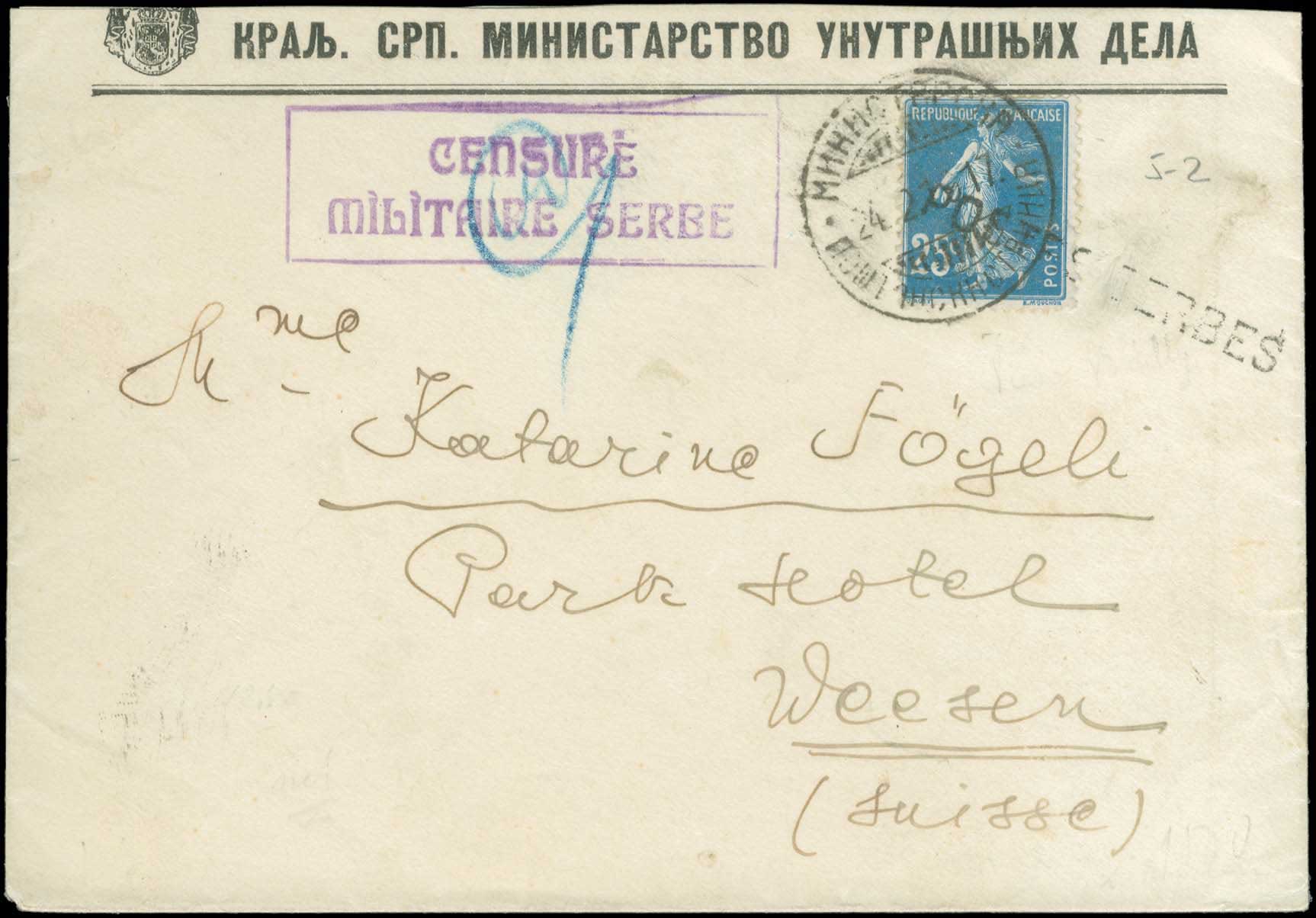 Lot 773 - MILITARY CANCELLATIONS - Serbian military post-offices - A. Karamitsos Postal & Live Internet Auction 749 Lot 773 - MILITARY CANCELLATIONS - Serbian military post-offices - A. Karamitsos Postal & Live Internet Auction 749