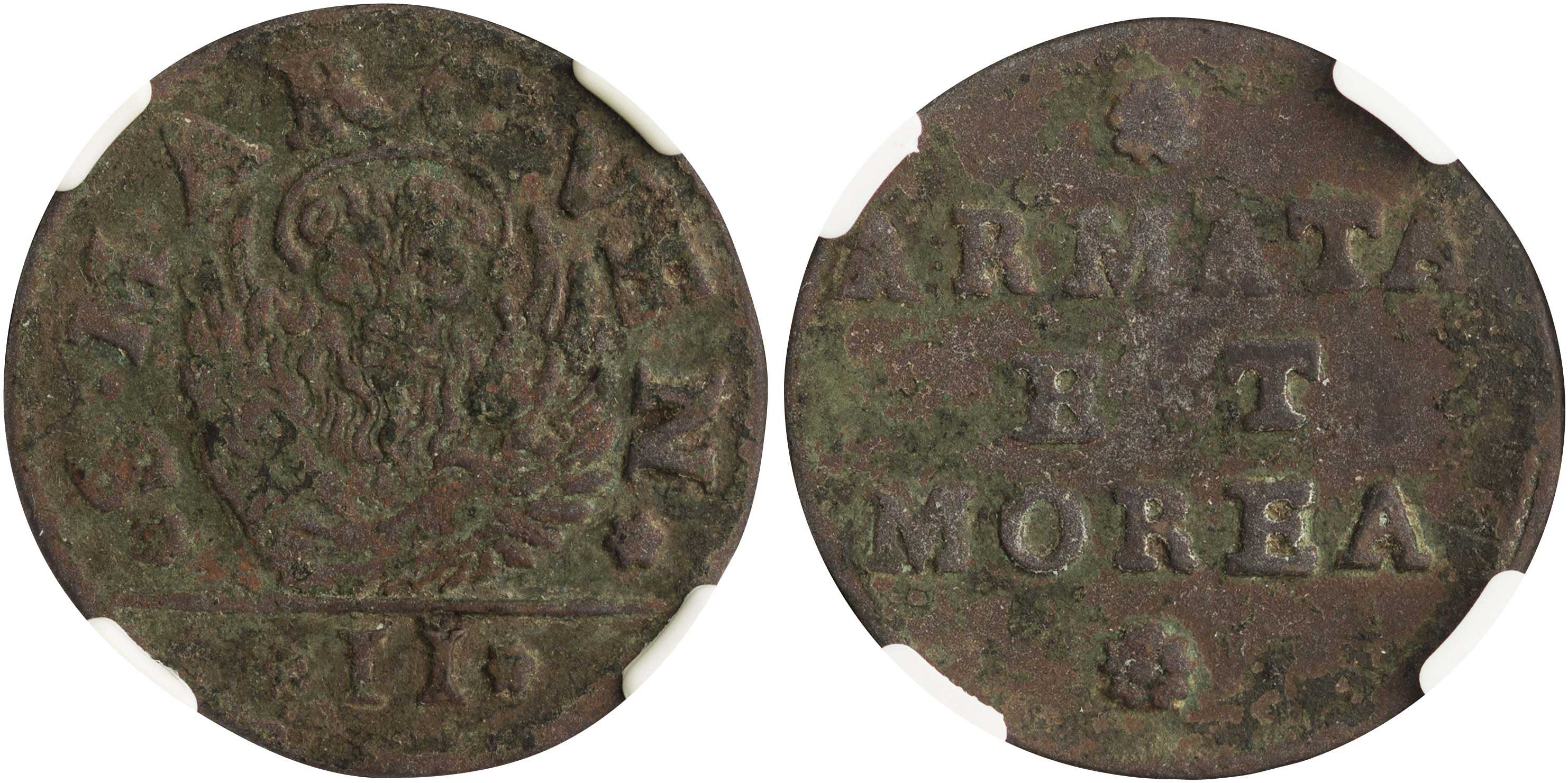 Lot 6413 - COINS& TOKENS - PELOPONNESE/ REGNO DI MOREA - A. Karamitsos Postal & Live Internet Auction 750, Part A Coins, Medals & Banknotes Lot 6413 - COINS& TOKENS - PELOPONNESE/ REGNO DI MOREA - A. Karamitsos Postal & Live Internet Auction 750, Part A Coins, Medals & Banknotes