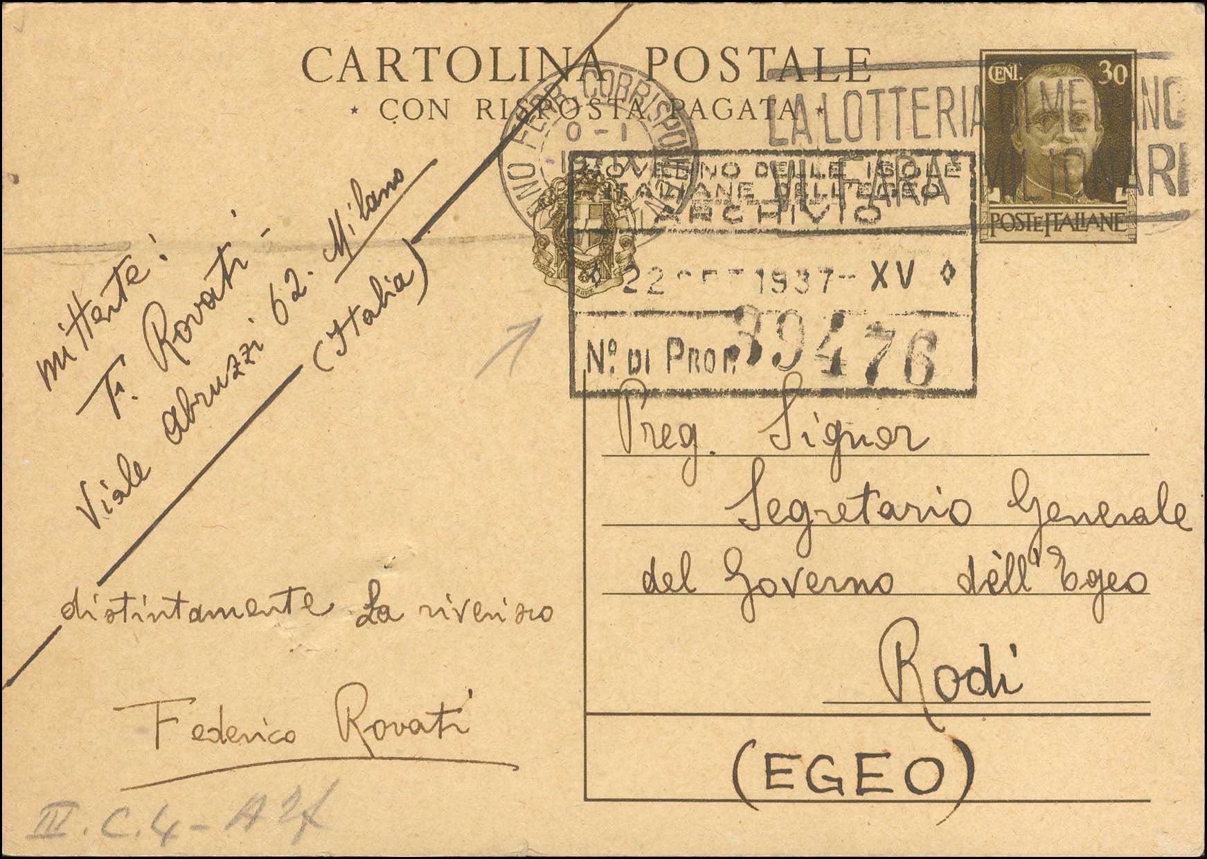 Lot 840 - - ItalianDodecanese - Italian Post Office Issues -  A. Karamitsos Postal & Live Internet Auction 754