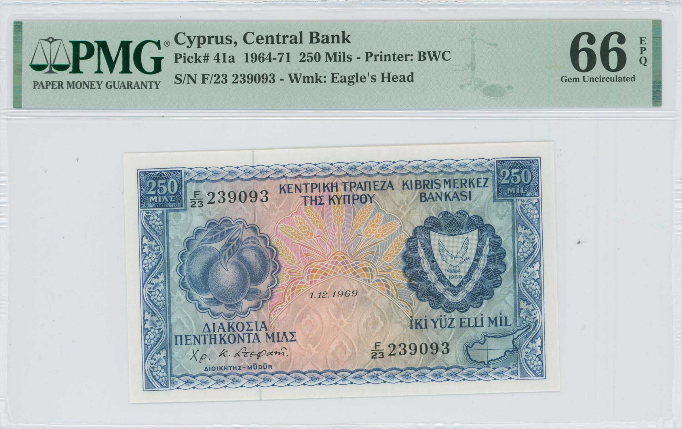 Lot 6610 - PAPERMONEY - BANKNOTES - BANKNOTESOF CYPRUS -  A. Karamitsos Postal & Live Internet Auction 750, Part A  Coins, Medals & Banknotes